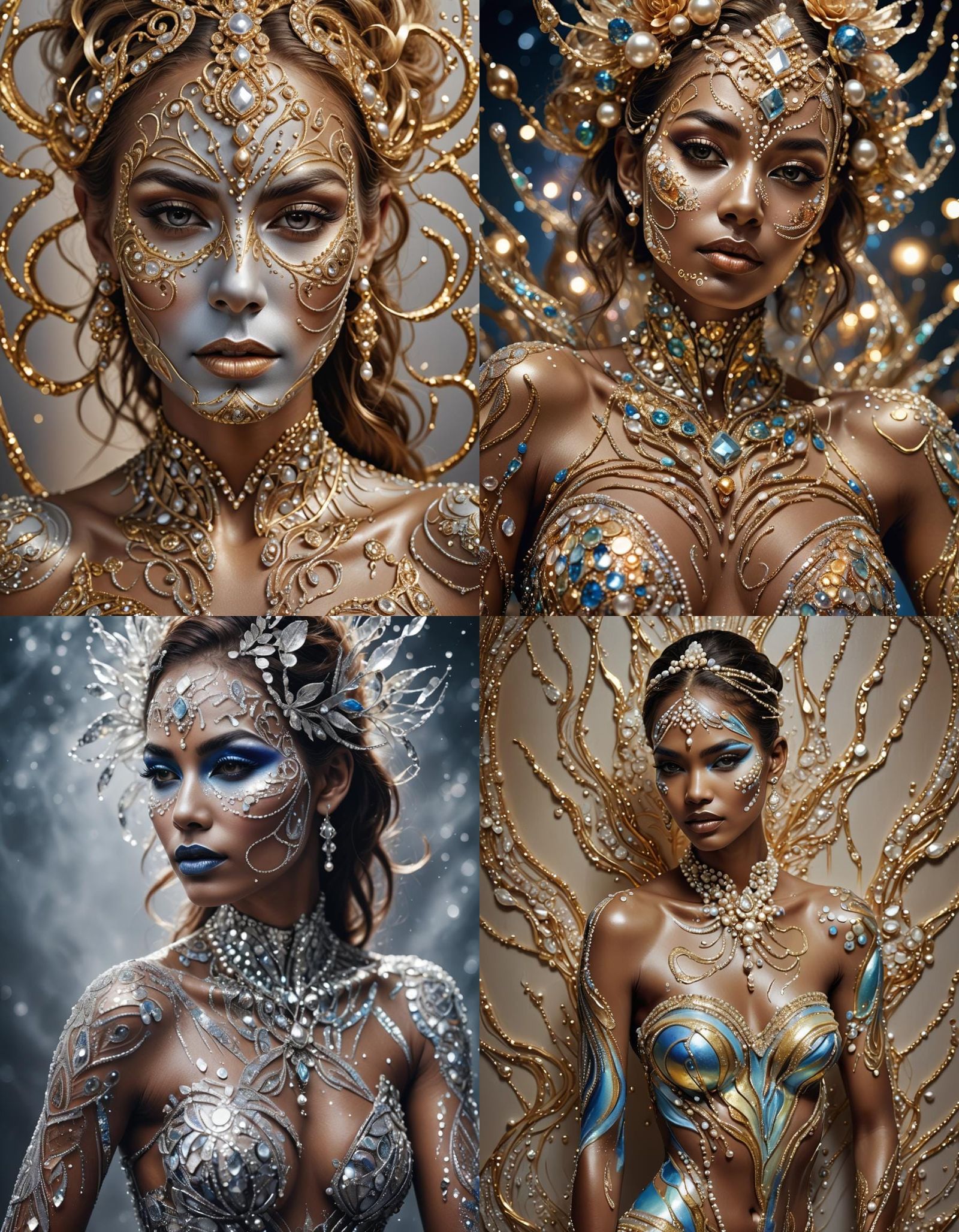 Diamond and Pearl Body Painting Art