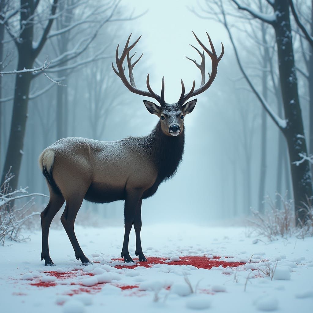 Deer in Winter Wonderland: Mystical Realism