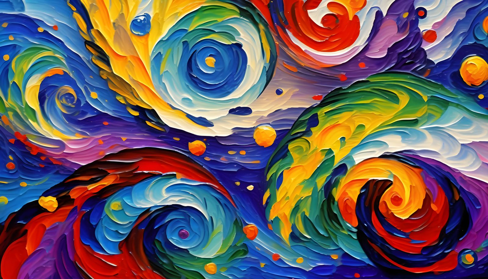 Five Abstract Vortex Maelstroms in Vibrant Oil Paint