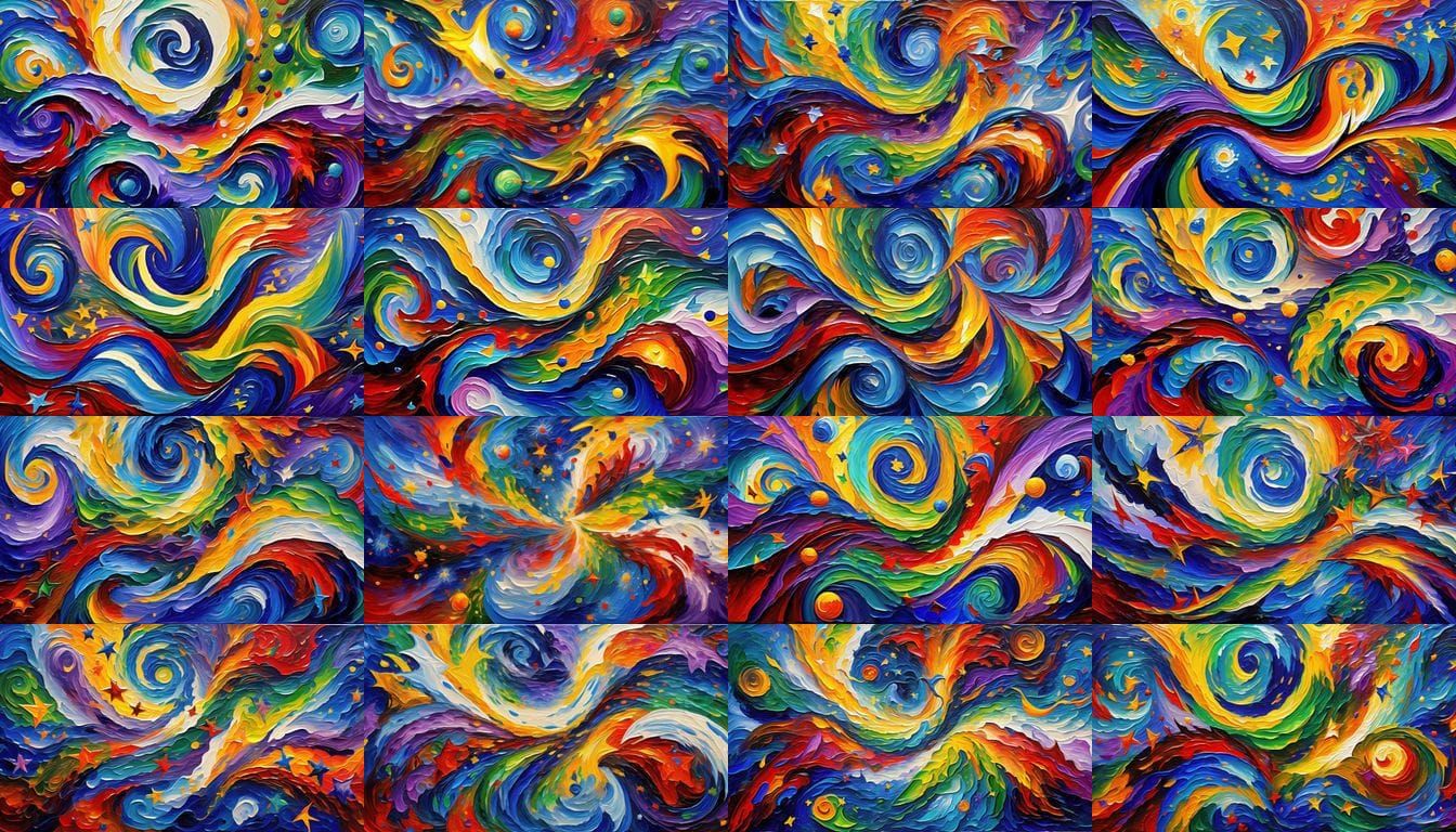 Abstract Expressionist Vortexes in Vibrant Oil Paint