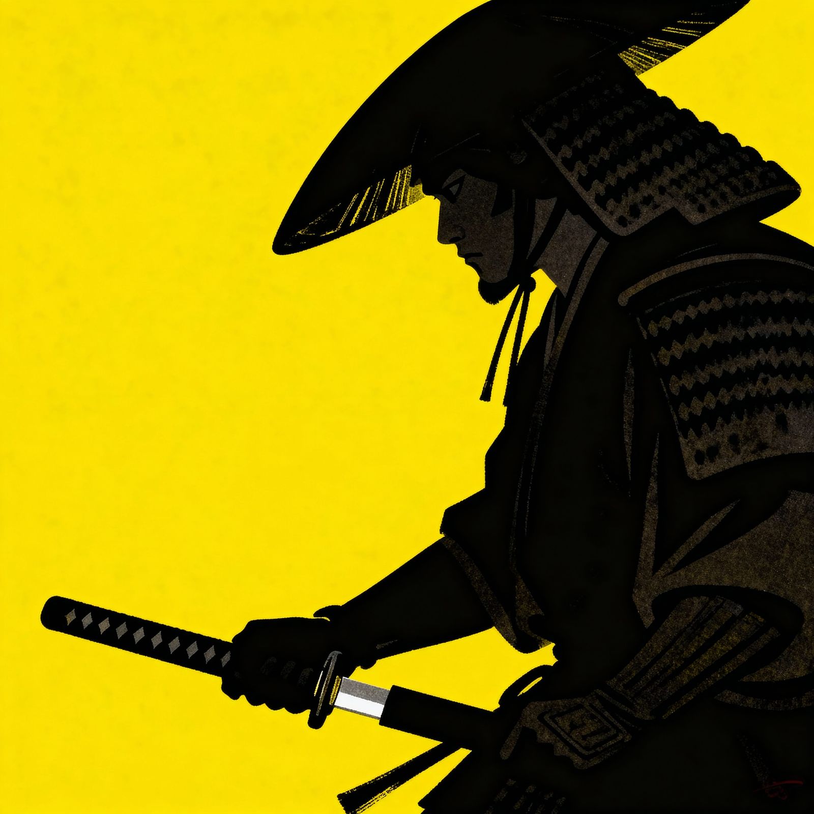 Solitary Samurai in Minimalist 2D Style