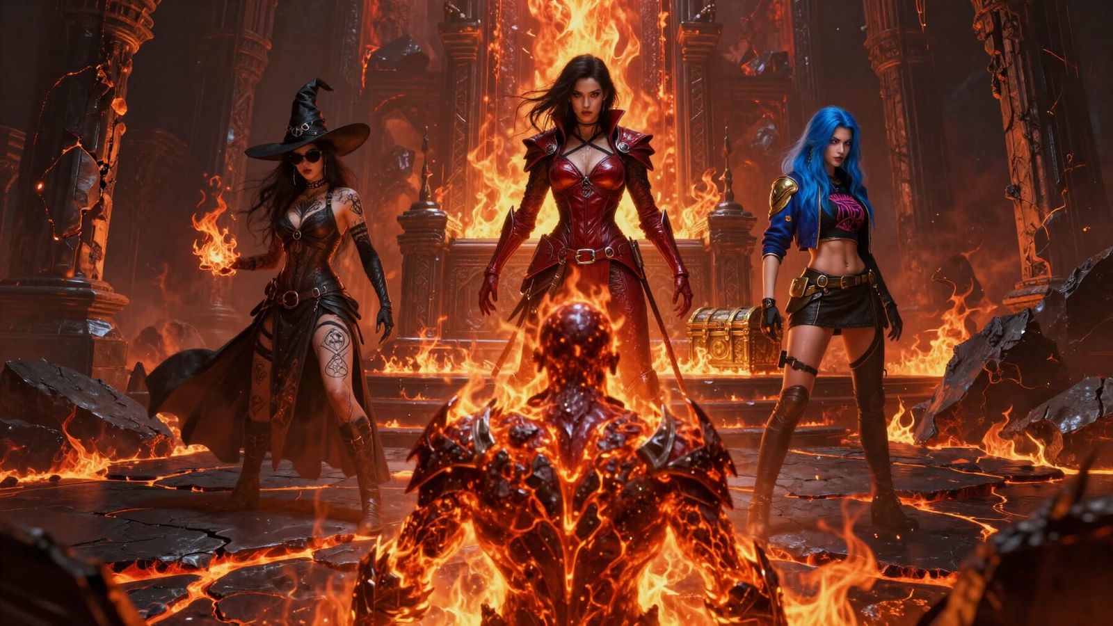 Epic Fire Golem in Hellish Throne Room