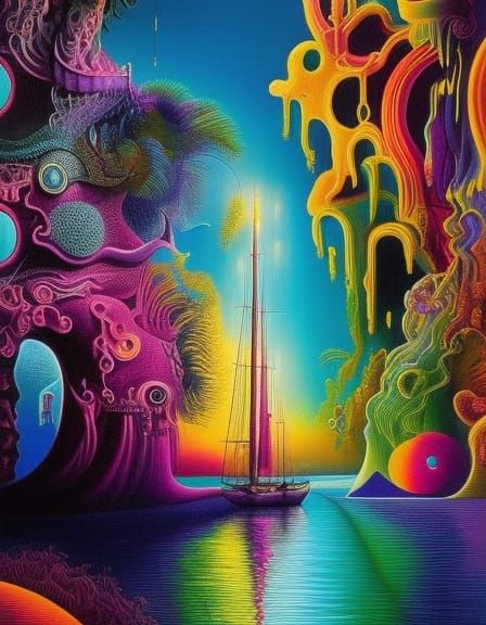 Glowing Water Beast in Surrealist Style