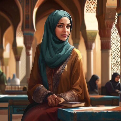 Beautiful Moroccan Woman in University Setting