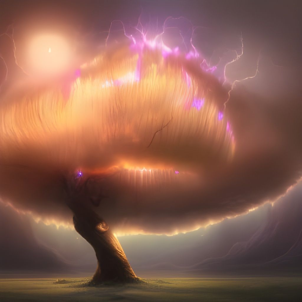 Radiant Tree with Iridescent Leaves in Fantasy Art