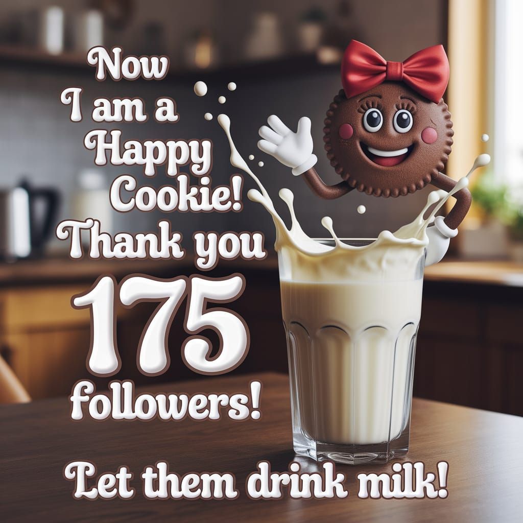 Milk Splash Message with Cheerful Cookie Character