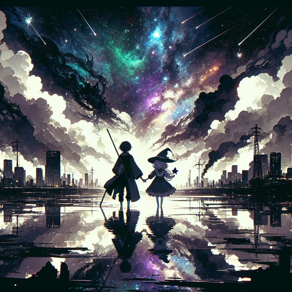 Ethereal Witch Dances on the Cosmic Lake