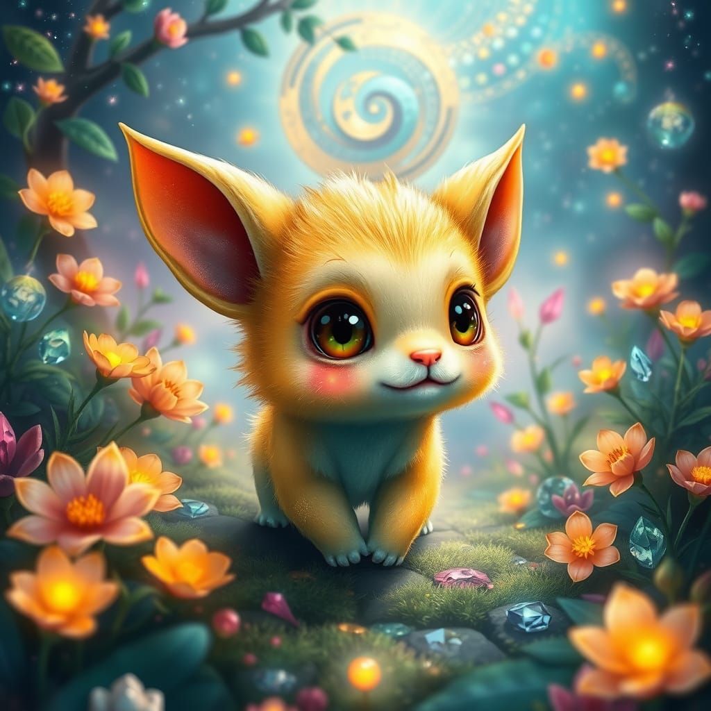 Magical Turquoise Creature in Astral Dreamscape