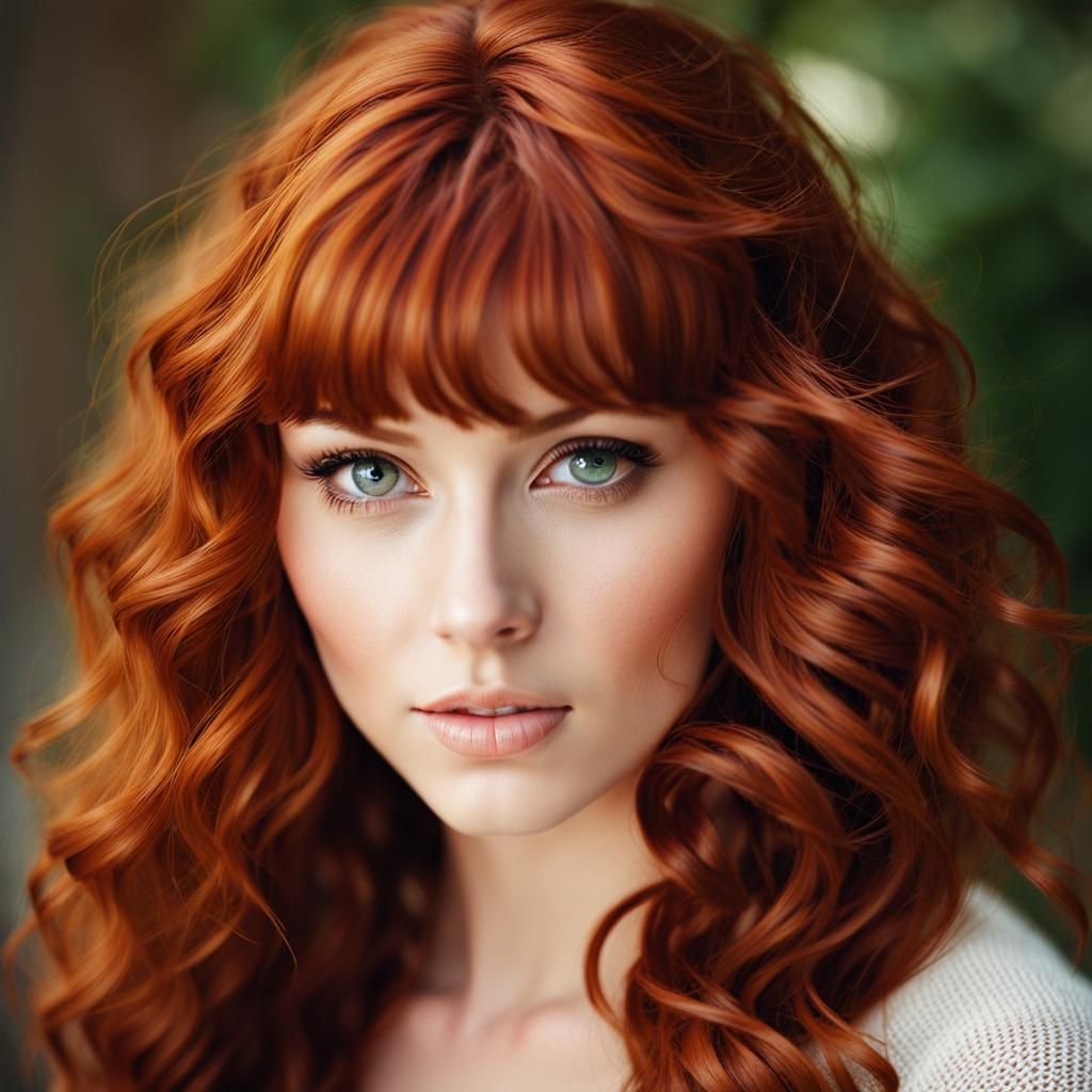 Portrait of a Beautiful Woman with Red Hair