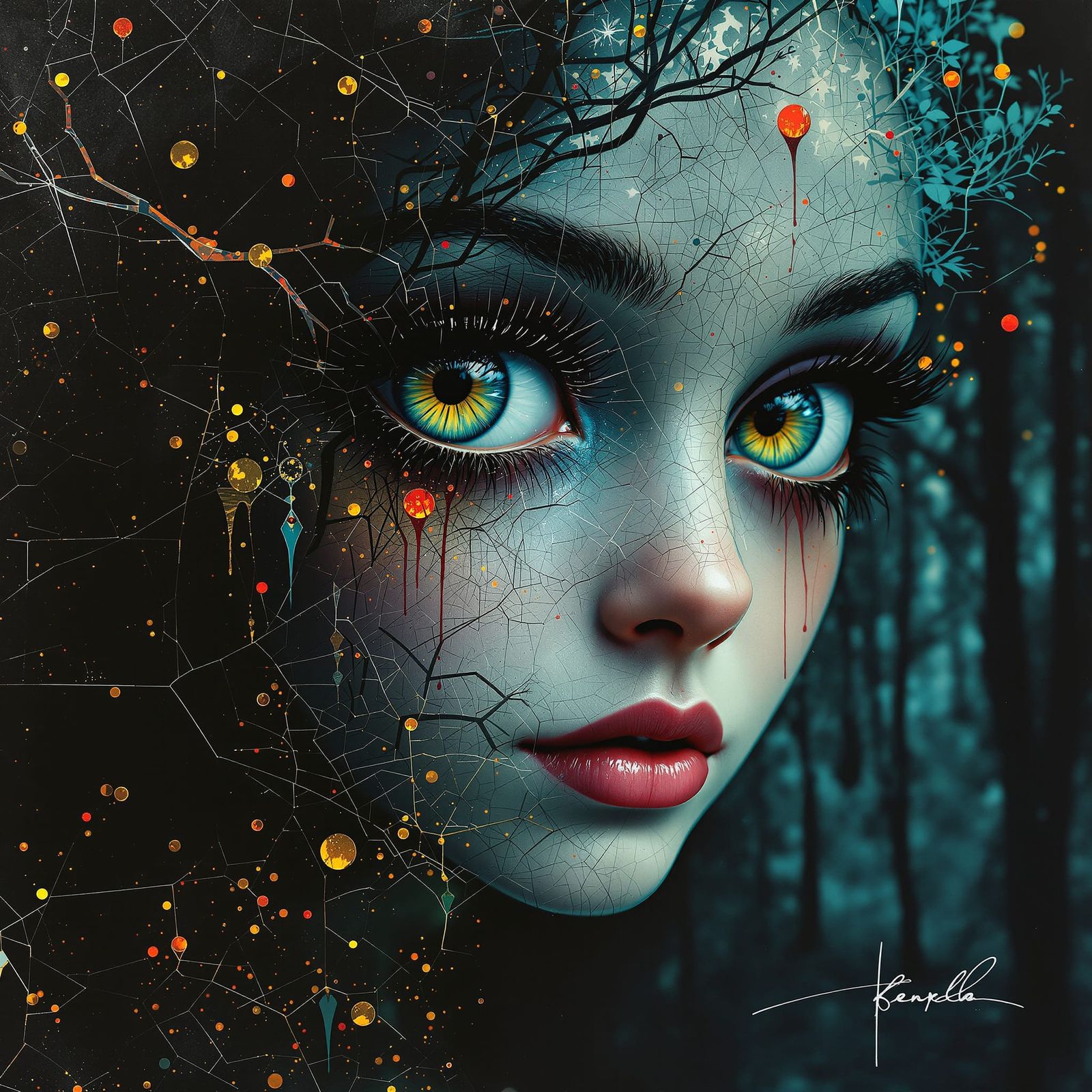 Hyper Cute Lady Portrait with Double Exposure