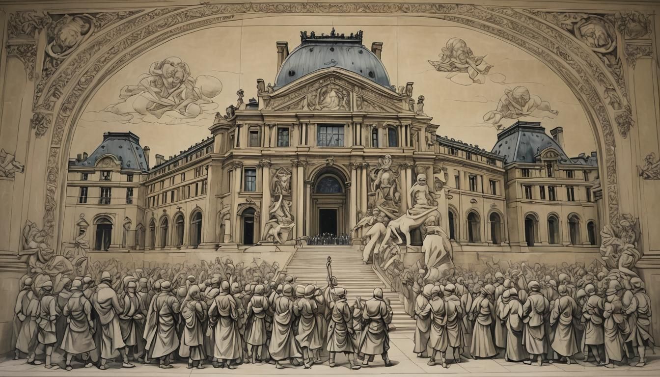 Anime-Style Chalk Art of the Louvre Museum