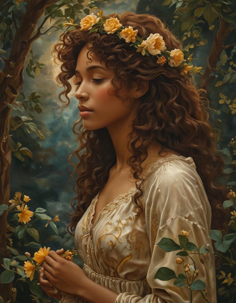 Botticelli-Inspired Melanin Venus Portrait