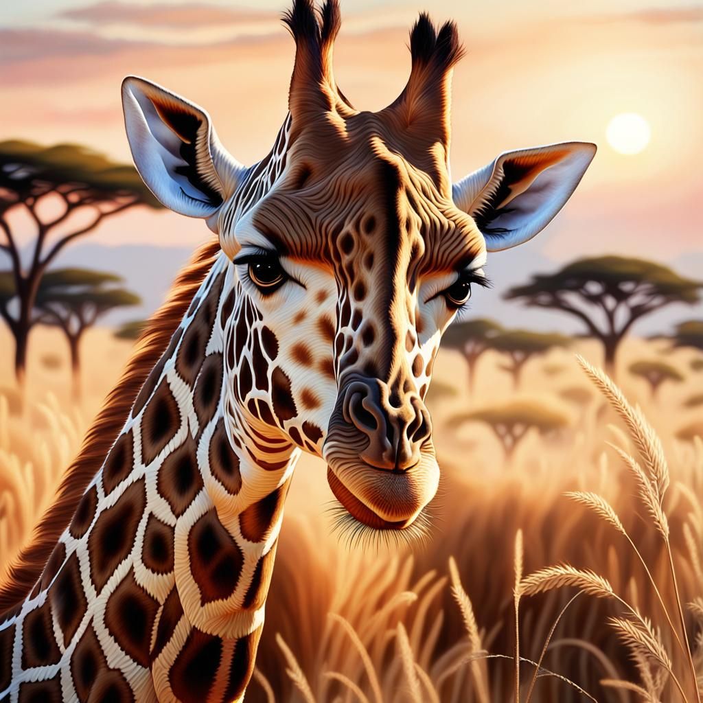 Majestic Giraffe in Dreamy African Sunset