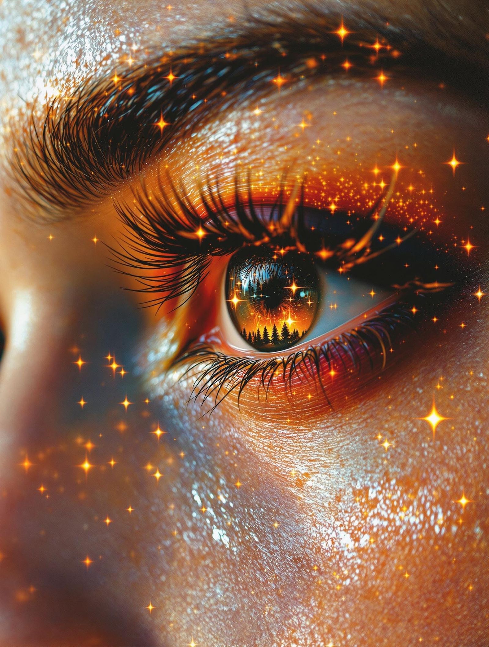 Burning Eyes in a Desert Sunset