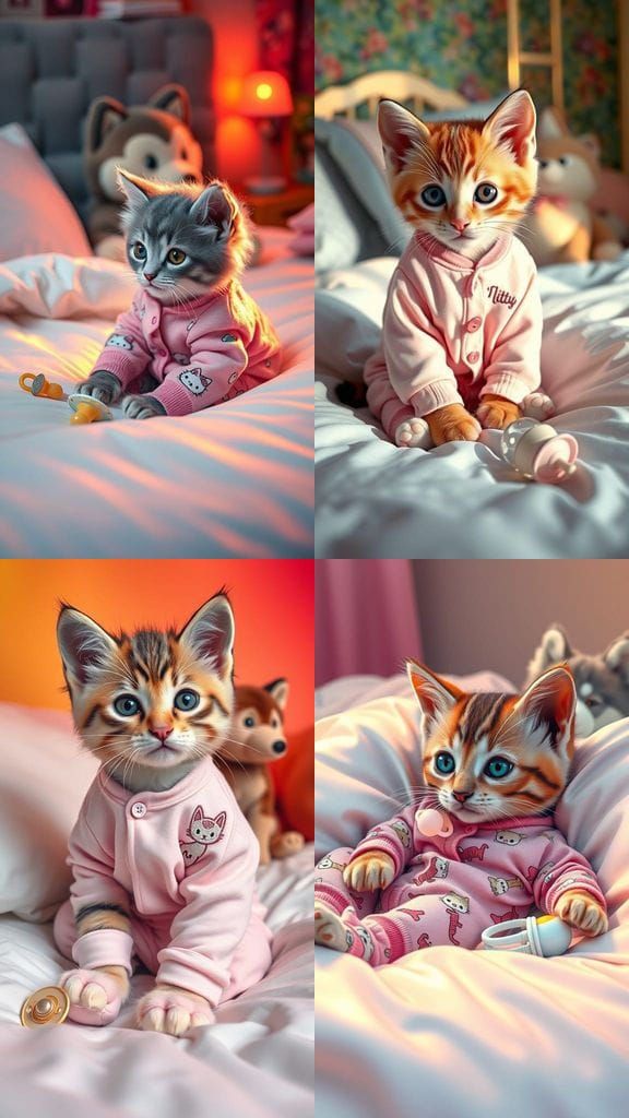 Vibrant Pink Kitten in Hyperrealistic Splash Art