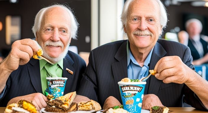 Ben and Jerry Enjoying Ben and Jerry's Ice Cream