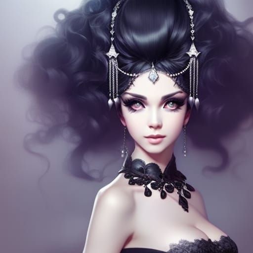 Gothic Woman Portrait with Lace Dress