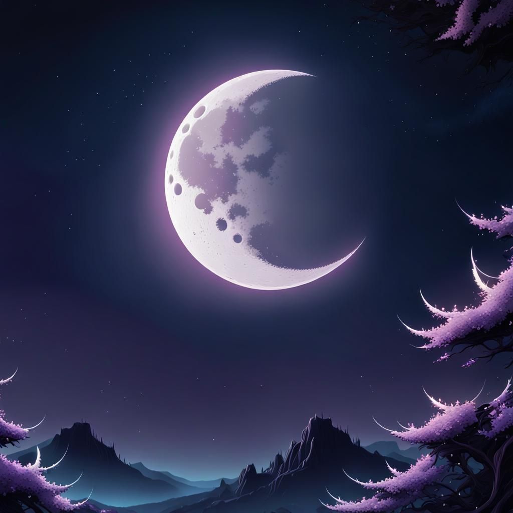 Shining White Moon Anime Wallpaper in Studio Trigger Style