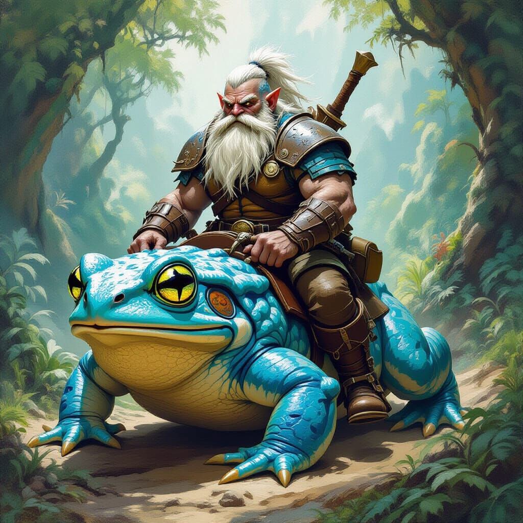 Troll Warrior Rides Giant Frog in Hollow Earth