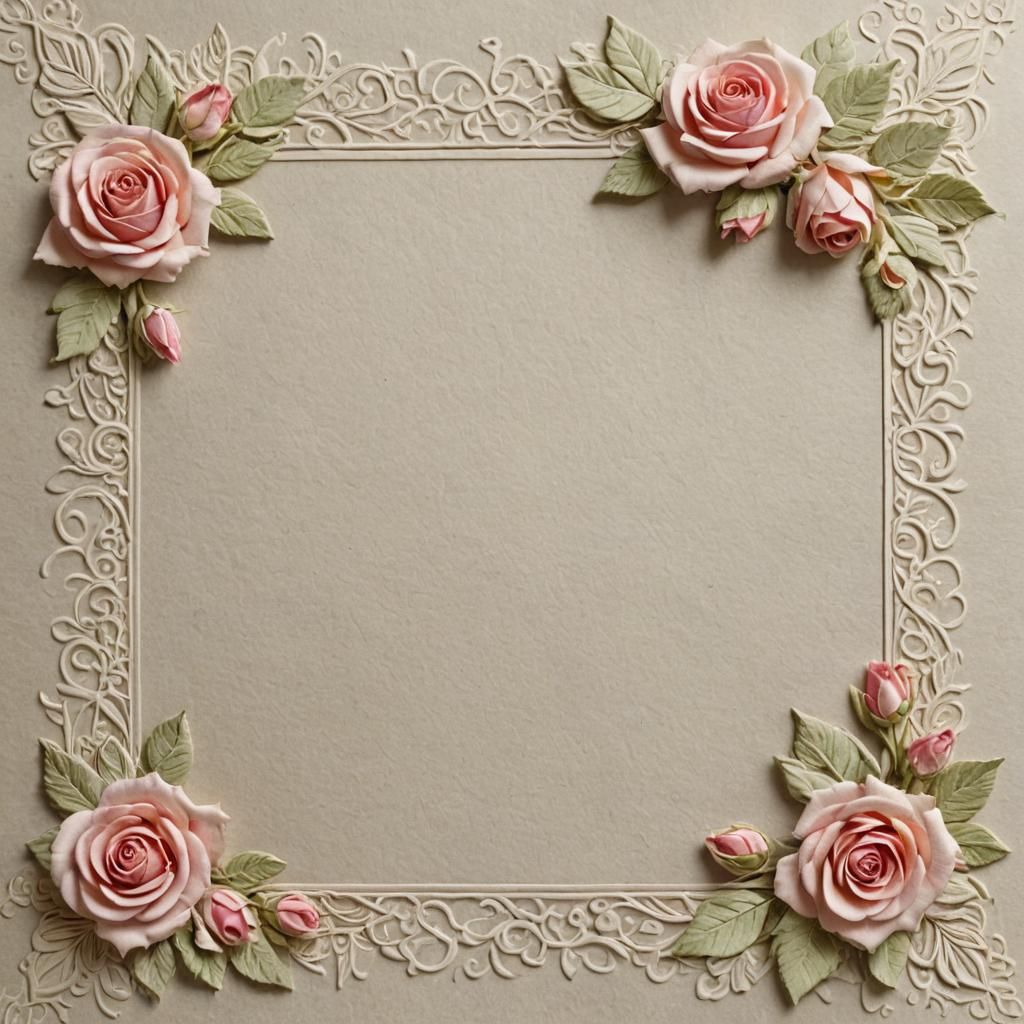 Embossed Roses on Textured Paper Border