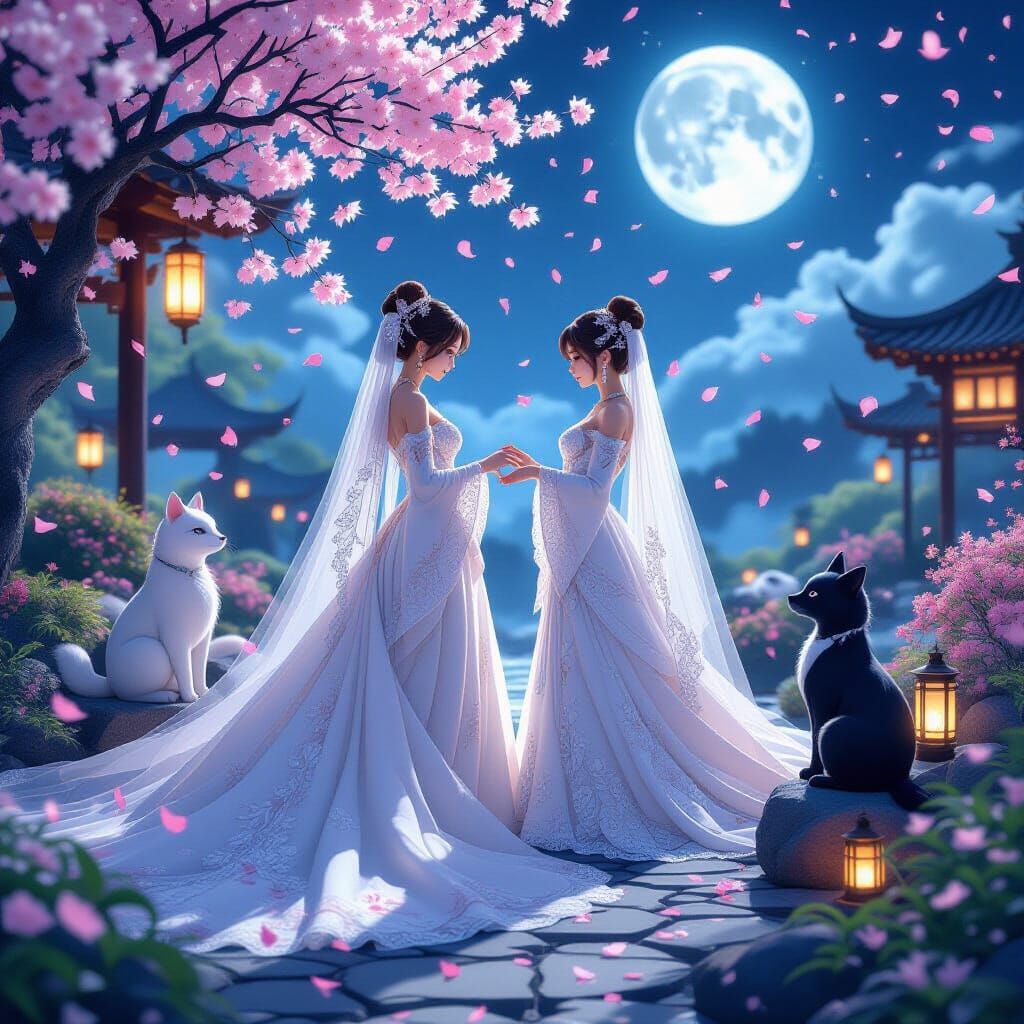 Ethereal Bride in Moonlit Garden Wedding