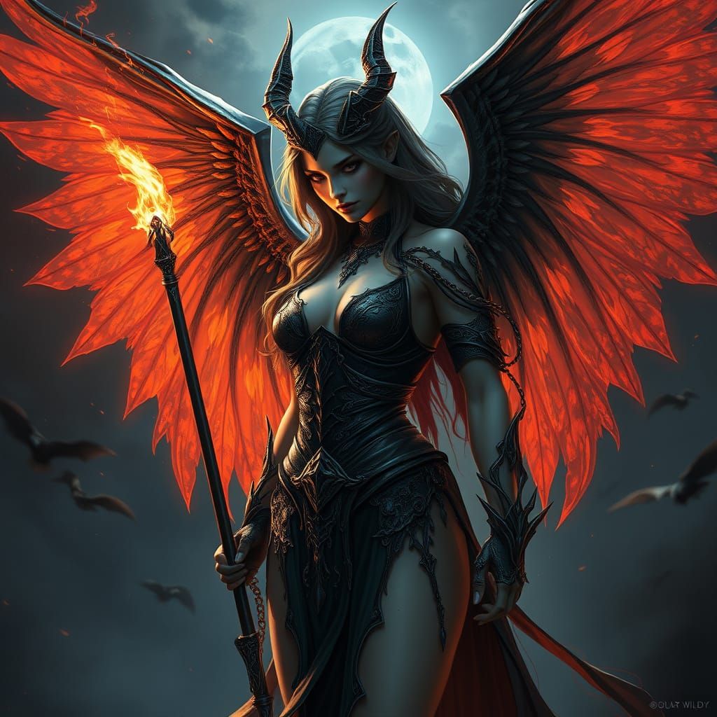 Dark Angel Half Demoness in Ethereal Beauty