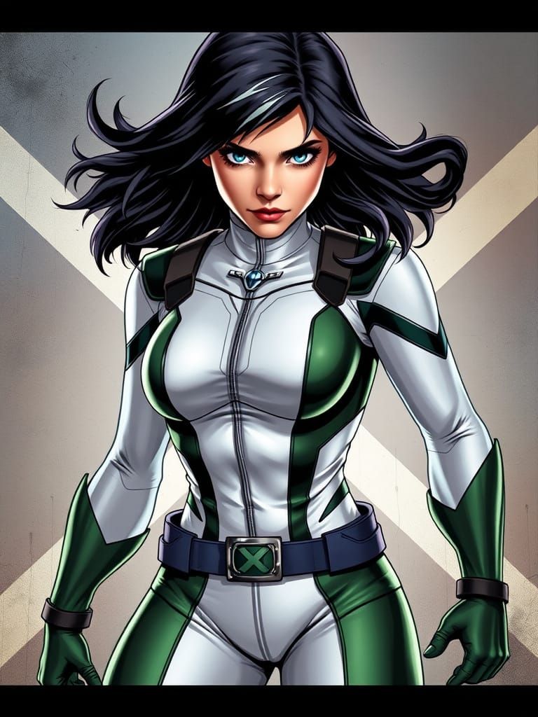 Marvel's Rogue as a Fierce Superheroine in Comic Book Style