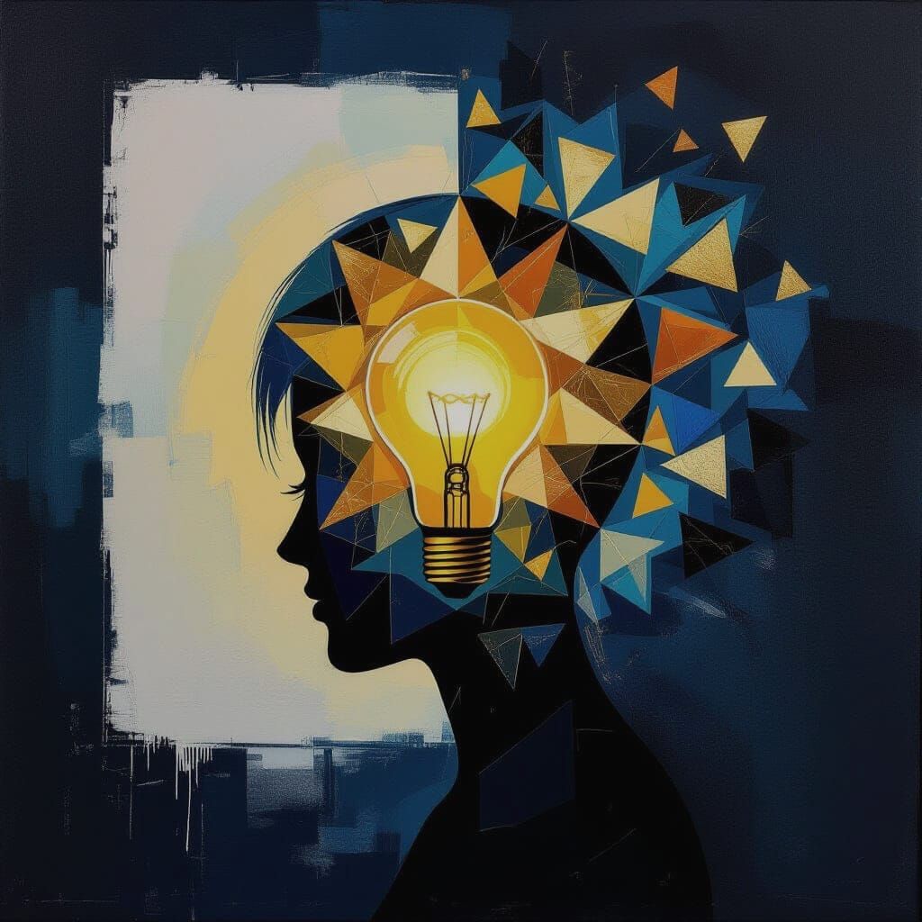 Abstract Art: Lightbulb of Inspiration in Geometric Style