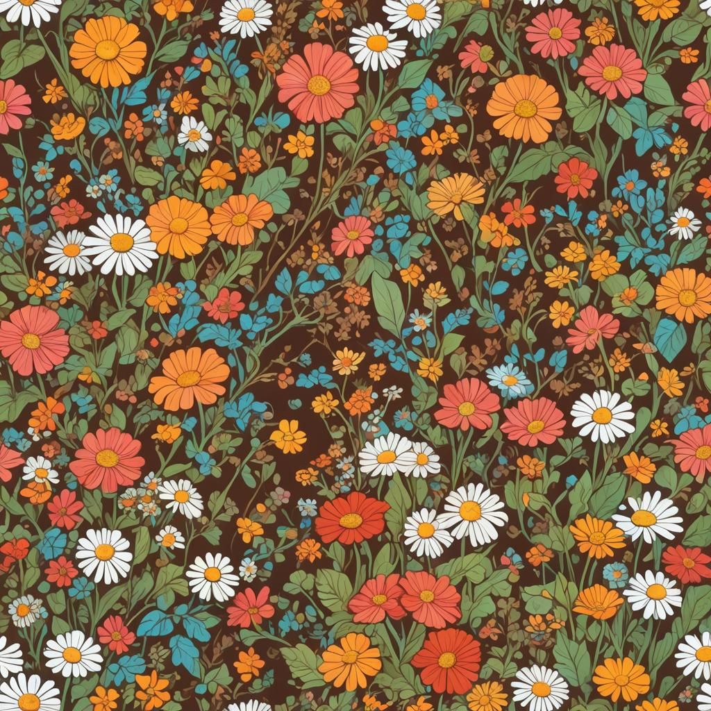 Vibrant Gouache Flowers in a Candyland Wonderland