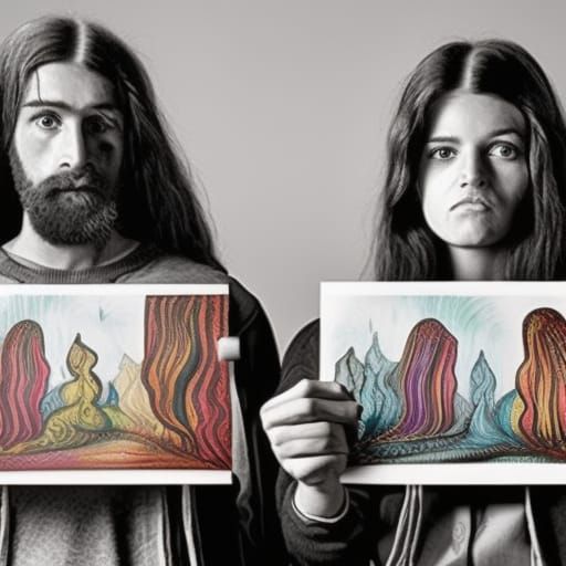 Protesters in Art Studio: Black and White Portrait