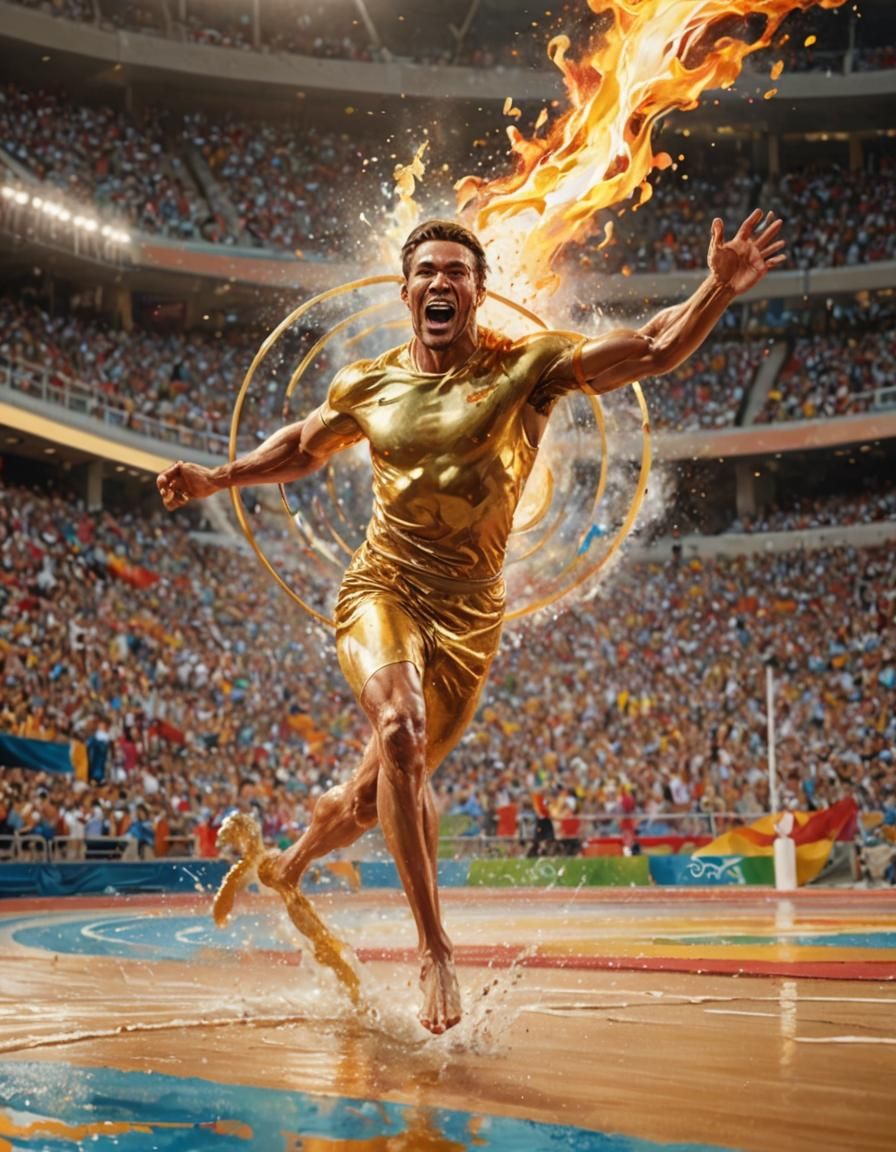 Olympic Torchbearer Splash Art in Stadium