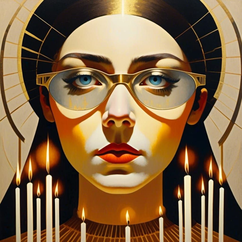 Baroque Portrait of Woman with Prismatic Eyes