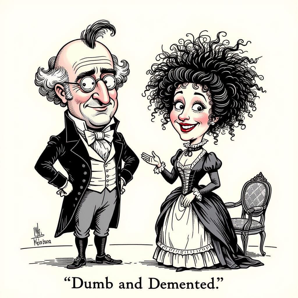Satirical Caricature of Pride and Prejudice Characters