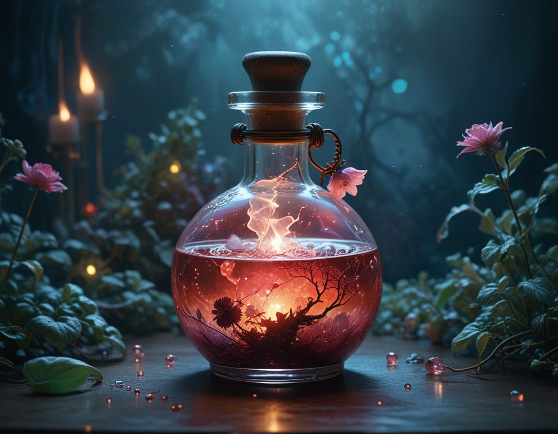 Enchanting Love Potion Bottle with Luminescent Details