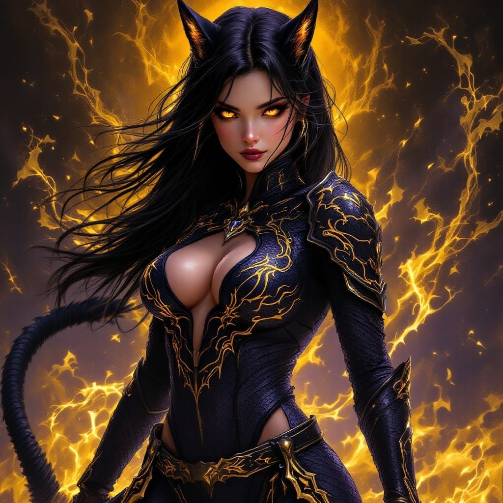 Dark Fantasy Demi-Human Warrior in Dragon Armor