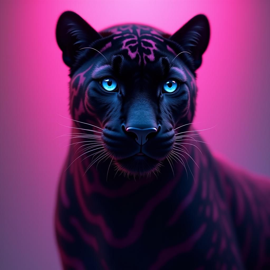Black Leopard with Purple Stripes in Hyperrealistic Digital ...