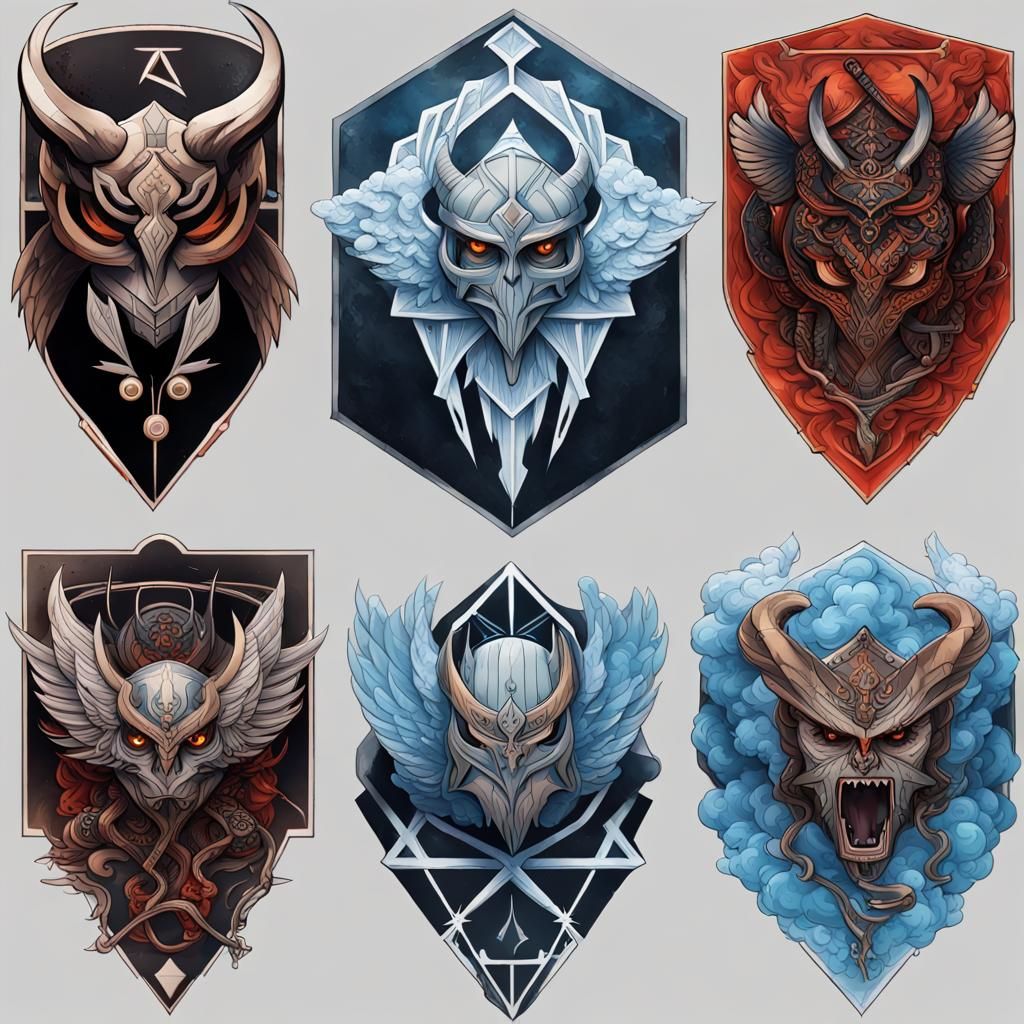 Geometric Tattoo Design with Hockey and Mythology Elements