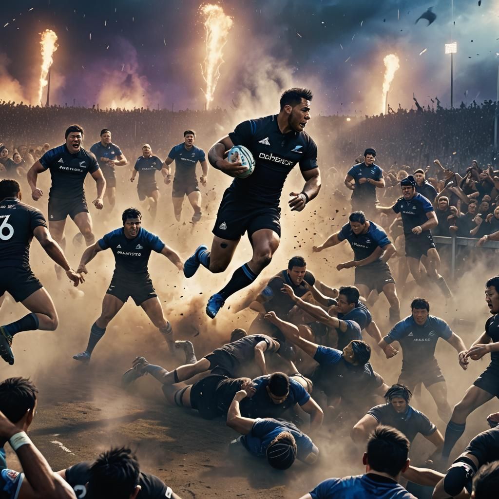 Rugby Try Under the Posts in Fantasy Style