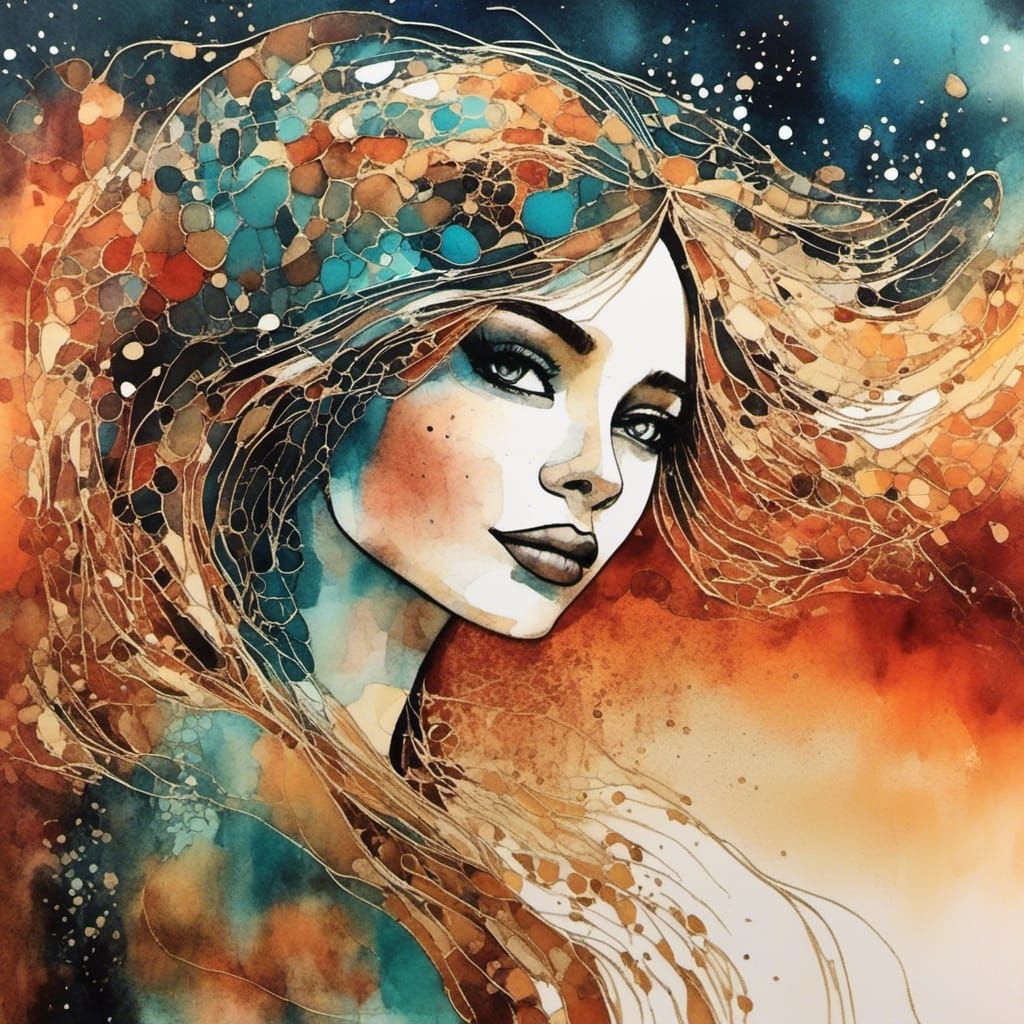 a woman whose ethereal essence detaches and drifts up toward...