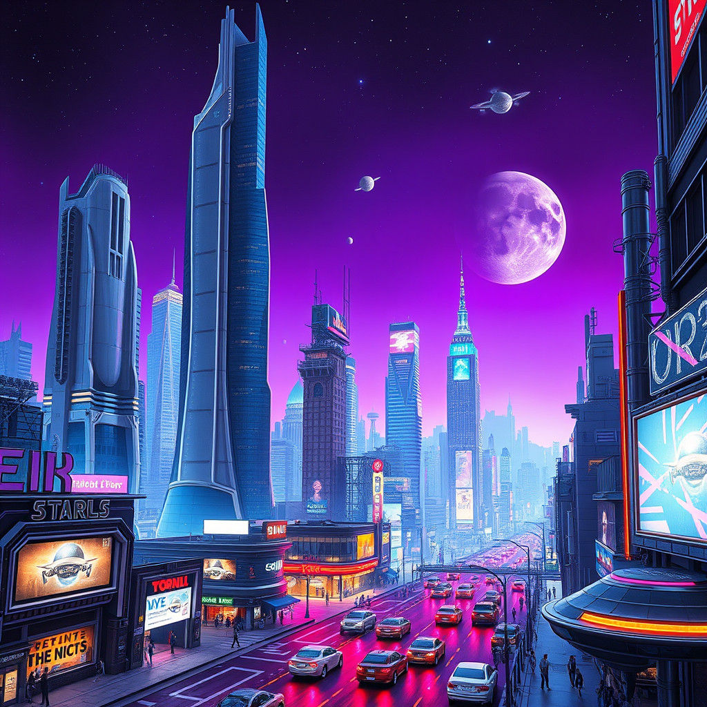 Futuristic Metropolis in Cyberpunk Style