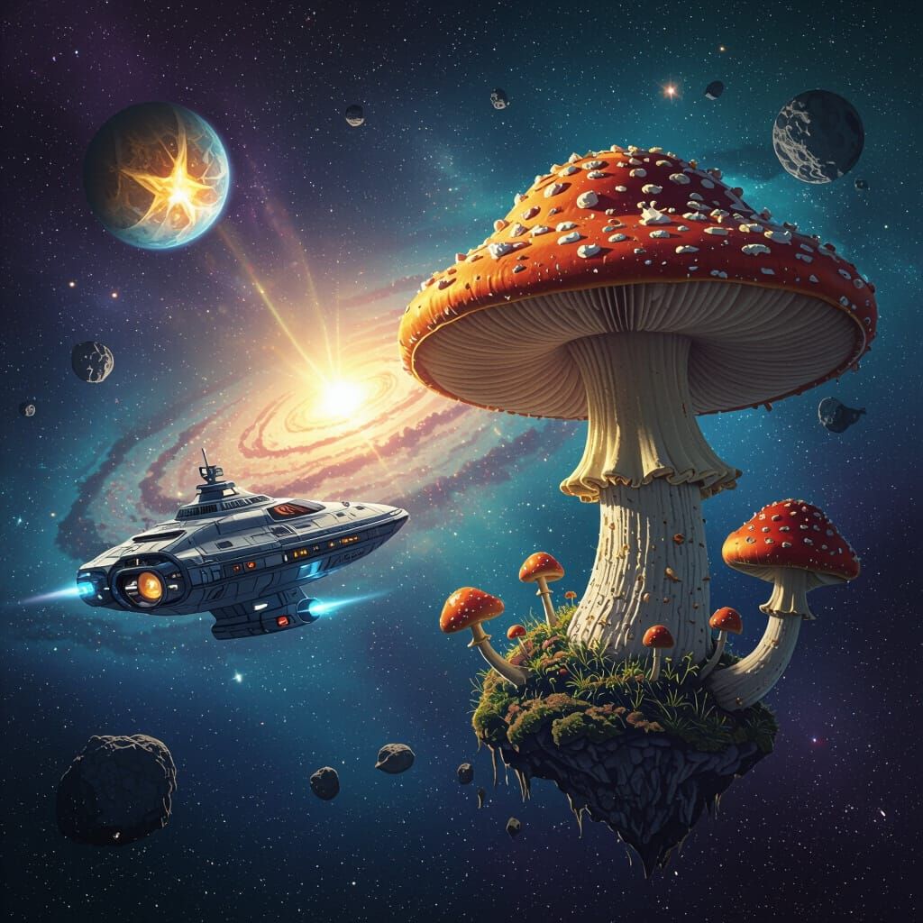 Psychedelic Starship Navigates Deep Space Wormhole