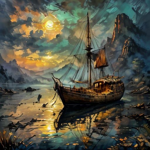 Dog Shelters Underneath Upturned Fishing Boat