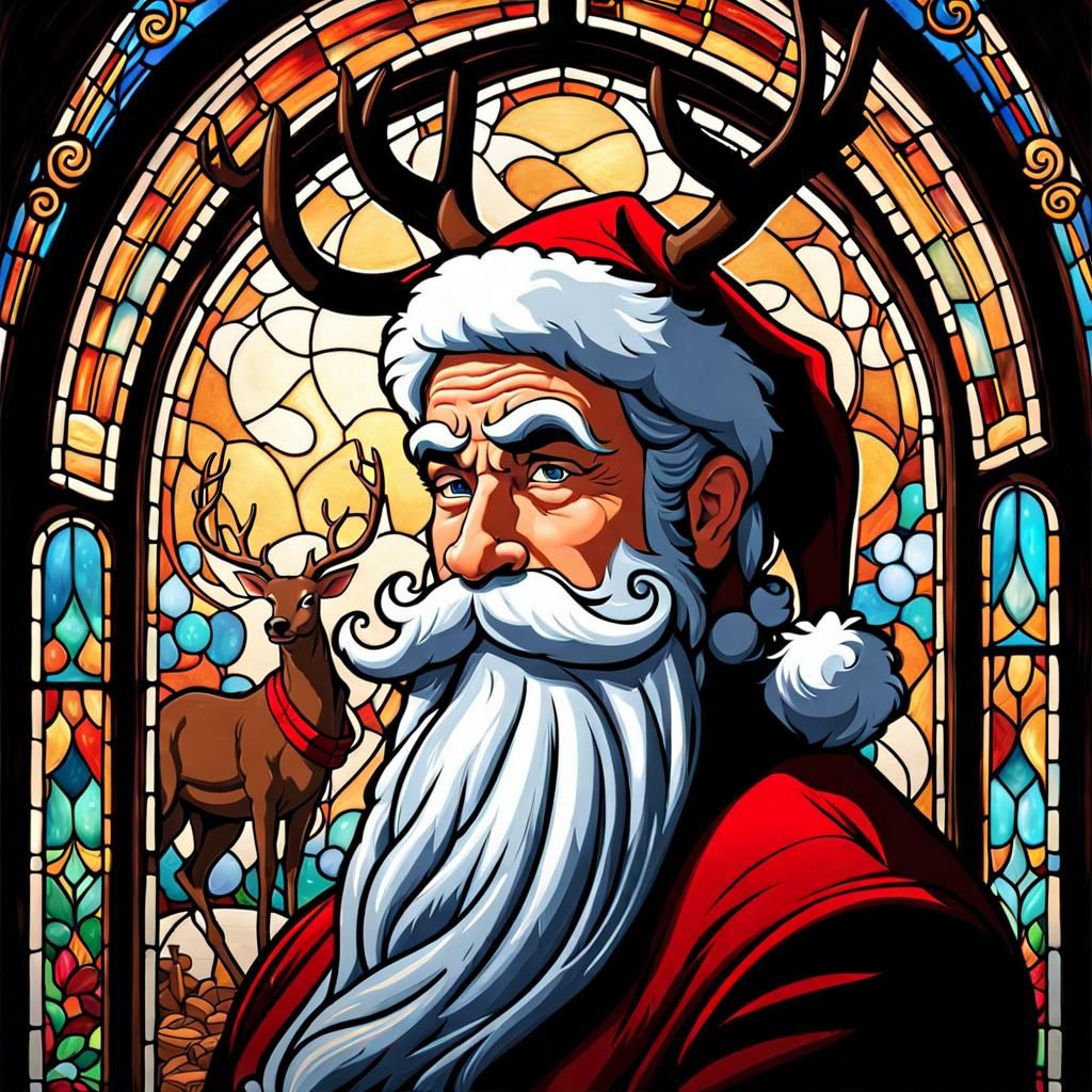 Santa Claus Cocoa and Cookies Art Nouveau Poster