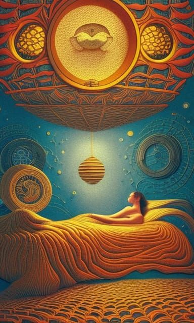 Surreal Sun and Moon Bed in Fairytale Style