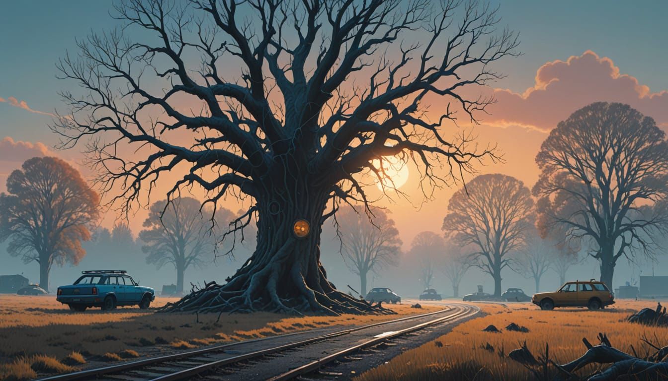 Mystical November Landscape in Warm Golden Light