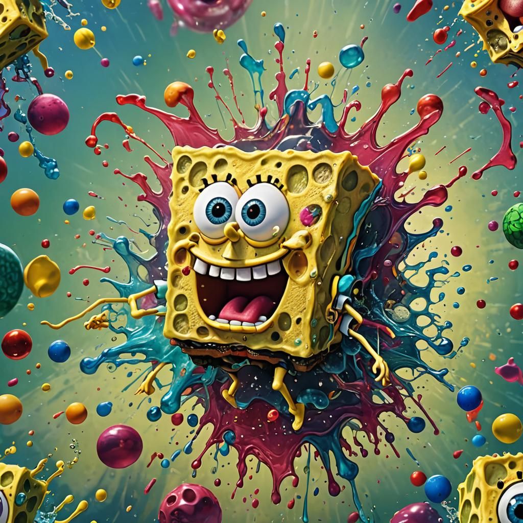 Hyperrealistic Spongebob Squarepants Splash Art