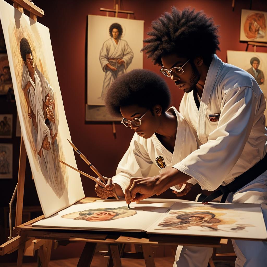 1970s Karate Class at Museum: Detailed Matte Painting