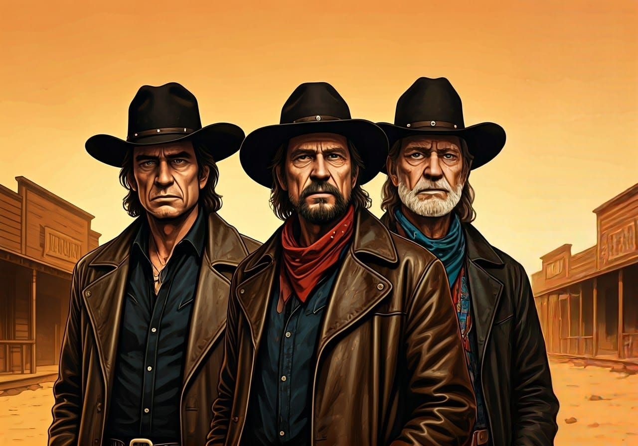 Old West Outlaws in Comic Book Art Style