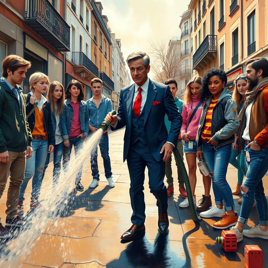 Youthful Parisian Suburb Scene in Vibrant Streetwear Style