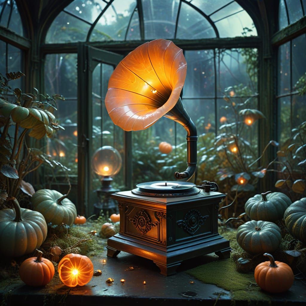 Surreal Victorian Greenhouse With Luminous Flora